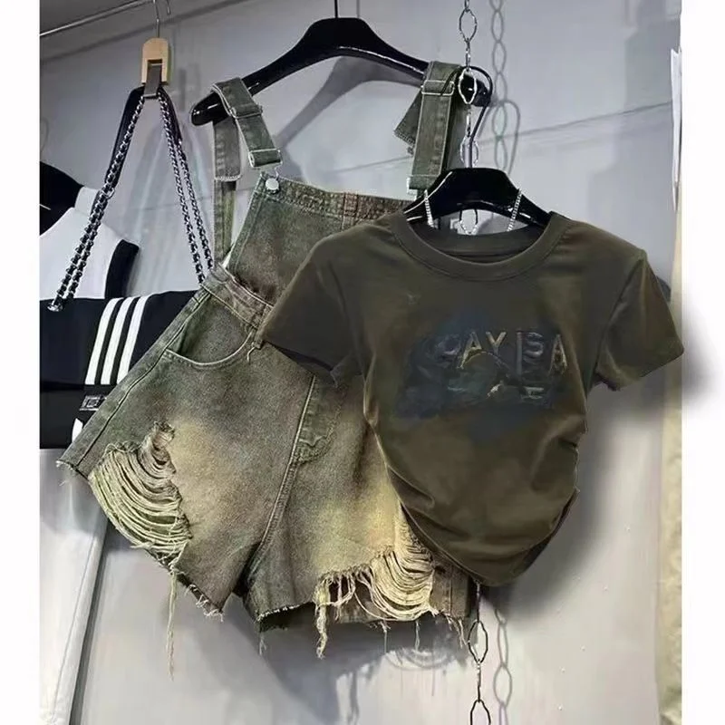 Slimming Faionable Denim Overalls Set ort Sve Letter Print Top And Pants Two Piece Suit for Women Summer New Arrival
Slimming Faionable Denim Overalls Set ort Sve Letter Print Top And Pants Two Piece Suit for Women Summer New Arrival