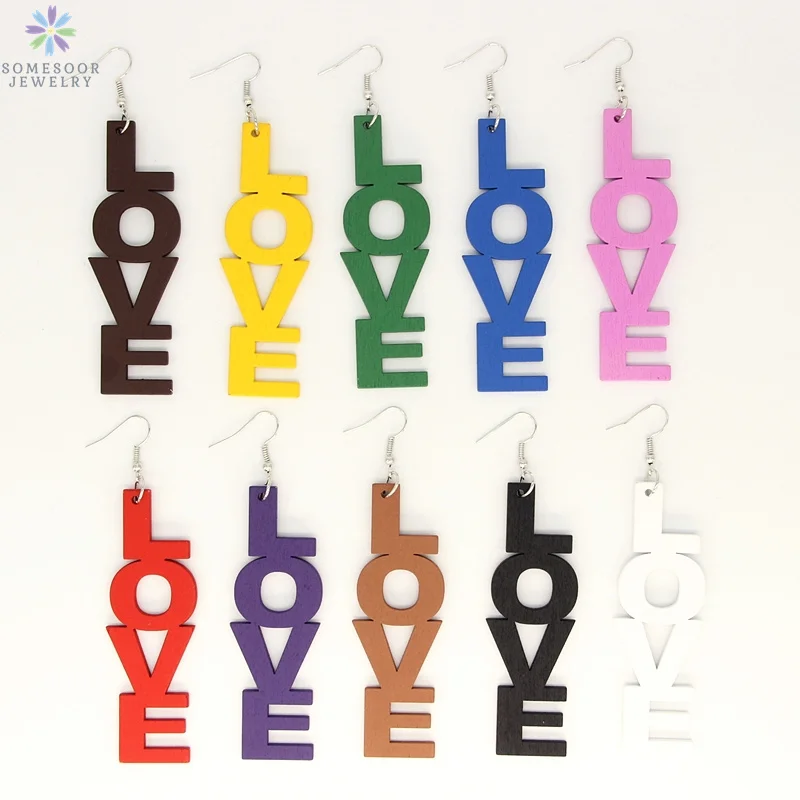 SOMESOOR 10 Colors Vintage Love Wooden Drop Earrings Engraved Simple Words Pendant Bohemian Ear Dangle Jewelry For Women Gifts
SOMESOOR 10 Colors Vintage Love Wooden Drop Earrings Engraved Simple Words Pendant Bohemian Ear Dangle Jewelry For Women Gifts