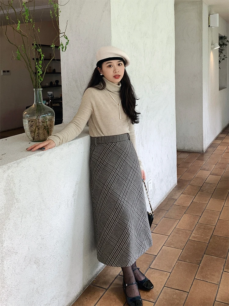 High Waist A-Line Skirt Pure Wool Women's Autumn Winter Slimming Versatile Half-length Skirts Korean Style Commute
High Waist A-Line Skirt Pure Wool Women's Autumn Winter Slimming Versatile Half-length Skirts Korean Style Commute