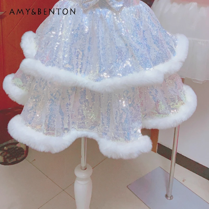 Original Design Shiny Fluffy Cute Slimming Fleece-Lined Women's Cape Winter New Sweet Age-Reducing Sling Dresses Sets Ladies
Original Design Shiny Fluffy Cute Slimming Fleece-Lined Women's Cape Winter New Sweet Age-Reducing Sling Dresses Sets Ladies