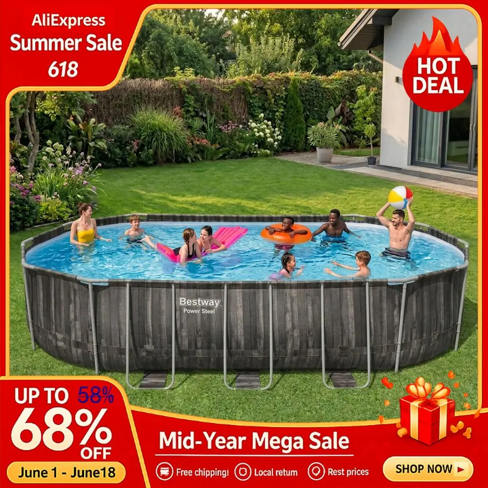 20x 12x 48Above Ground Pool, Oval Metal Frame Outdoor Swimming Pool Set with Filter Pump, Ladder, and Cover , Custom
20x 12x 48Above Ground Pool, Oval Metal Frame Outdoor Swimming Pool Set with Filter Pump, Ladder, and Cover , Custom