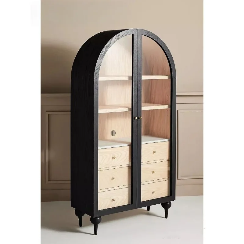 Solid wood bookcase locker French retro arched living room medieval side cabinet
Solid wood bookcase locker French retro arched living room medieval side cabinet