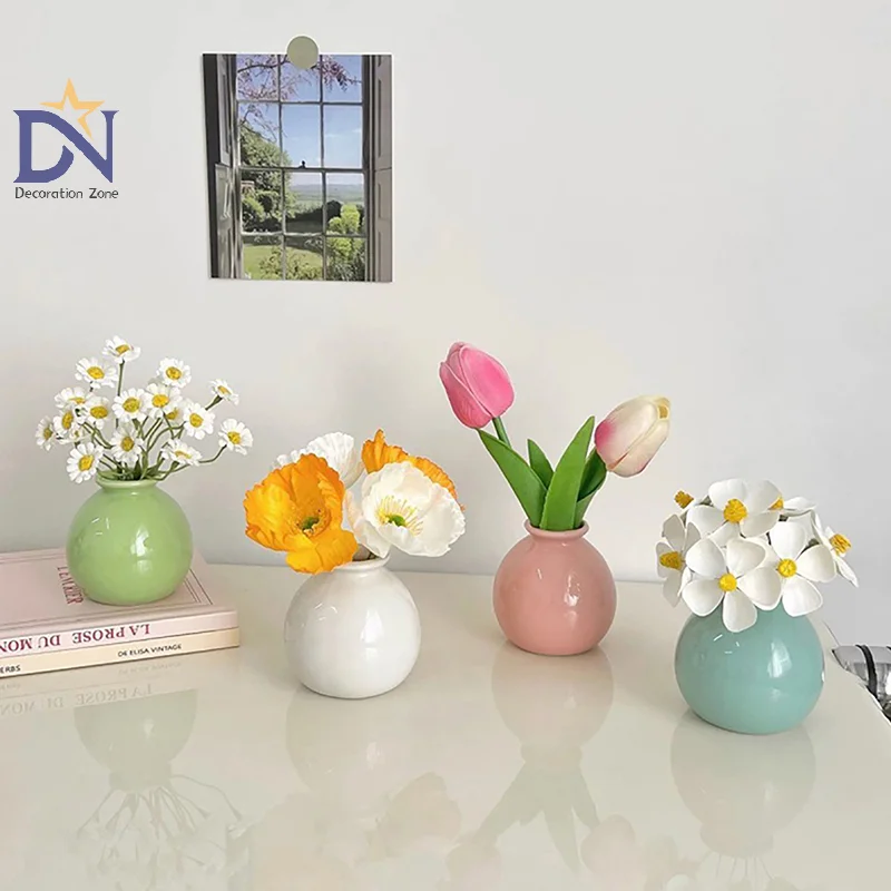 Mini Ceramics Wide Mouth Bottle Vase Plant Hydroponic Container Desktop Decoration Fashion Craft Ornament Artificial Flower Vase
Mini Ceramics Wide Mouth Bottle Vase Plant Hydroponic Container Desktop Decoration Fashion Craft Ornament Artificial Flower Vase