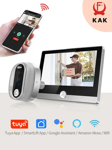 Tuya 1080P WiFi dzwonek do drzwi kamera Google Alexa inteligentne życie wideo wizjer PIR czujnik ruchu cyfrowy wizjer do drzwi z domofonem
