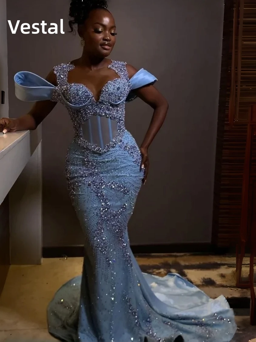 Blue Off Shoulder Mermaid Prom Dress Corset Beaded Formal Evening Party Gown Birthday Customized
Blue Off Shoulder Mermaid Prom Dress Corset Beaded Formal Evening Party Gown Birthday Customized