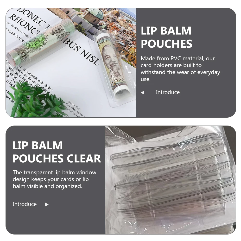 60Pcs Clear Lip Balm Pouches PVC Material Transparent Window Holder Cash Cards Organizer Portable Lightweight Clear Cash Pouch
60Pcs Clear Lip Balm Pouches PVC Material Transparent Window Holder Cash Cards Organizer Portable Lightweight Clear Cash Pouch