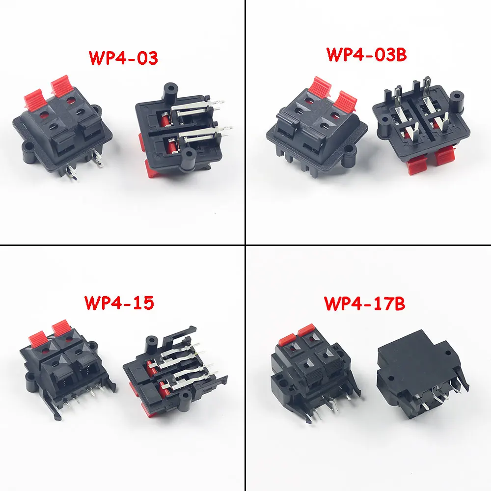 1PCS WP Double Row 4 Positions Connector Audio Horn Wire Socket WP4-3/03B/15/17B Speaker Spring Terminal Switch Test Clip Jack
1PCS WP Double Row 4 Positions Connector Audio Horn Wire Socket WP4-3/03B/15/17B Speaker Spring Terminal Switch Test Clip Jack
