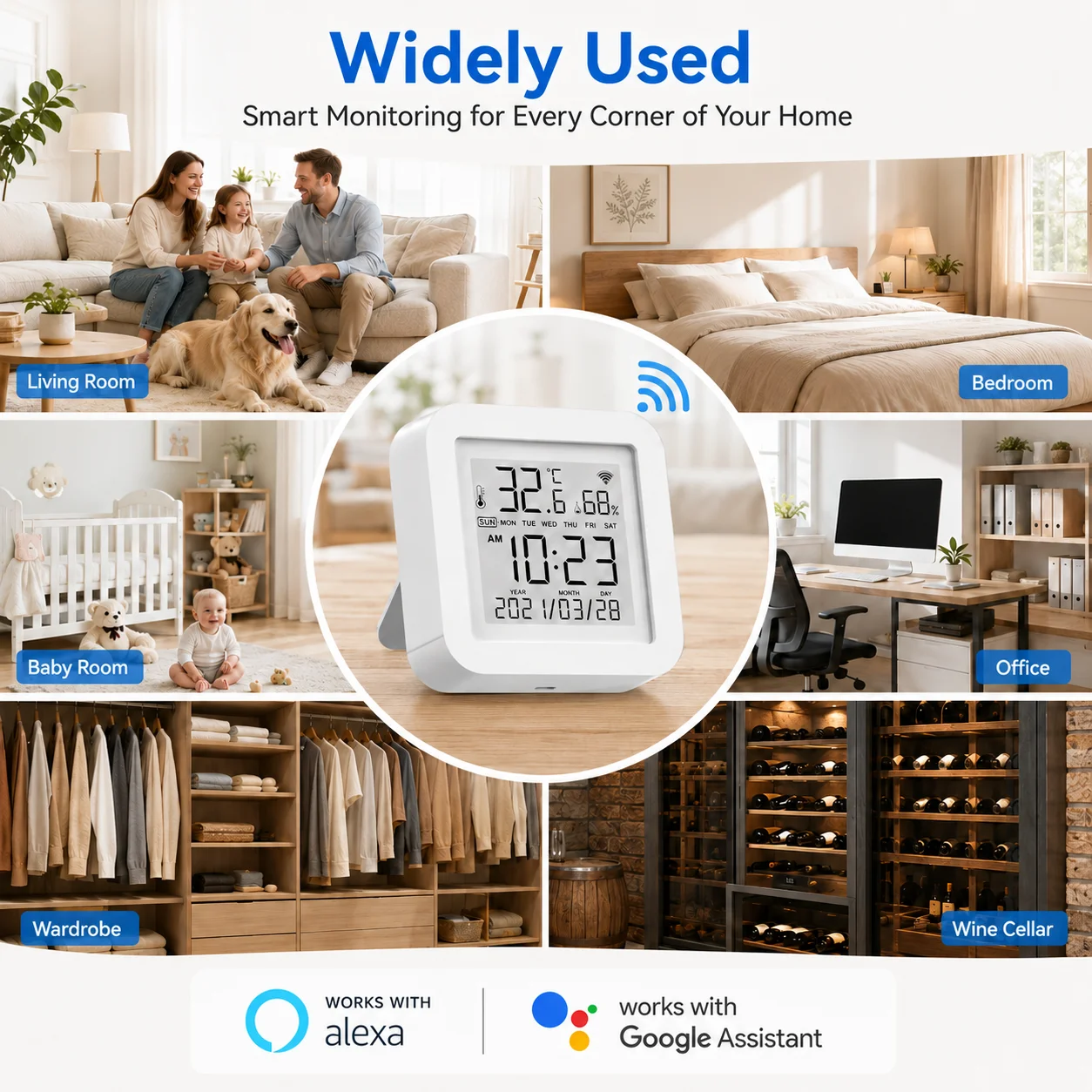 WiFi Temperature Humidity Sensor LCD Screen Smart Thermometer Hygrometer 2.4GHz Tuya Smart Life Alexa Google
WiFi Temperature Humidity Sensor LCD Screen Smart Thermometer Hygrometer 2.4GHz Tuya Smart Life Alexa Google