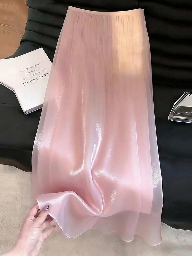 Elegant Pink Long Skirt Women Loose High Waist Sweet Pearl Yarn Fashion Skirts Summer Casual Female Ins Cute All Match Skirt New
Elegant Pink Long Skirt Women Loose High Waist Sweet Pearl Yarn Fashion Skirts Summer Casual Female Ins Cute All Match Skirt New