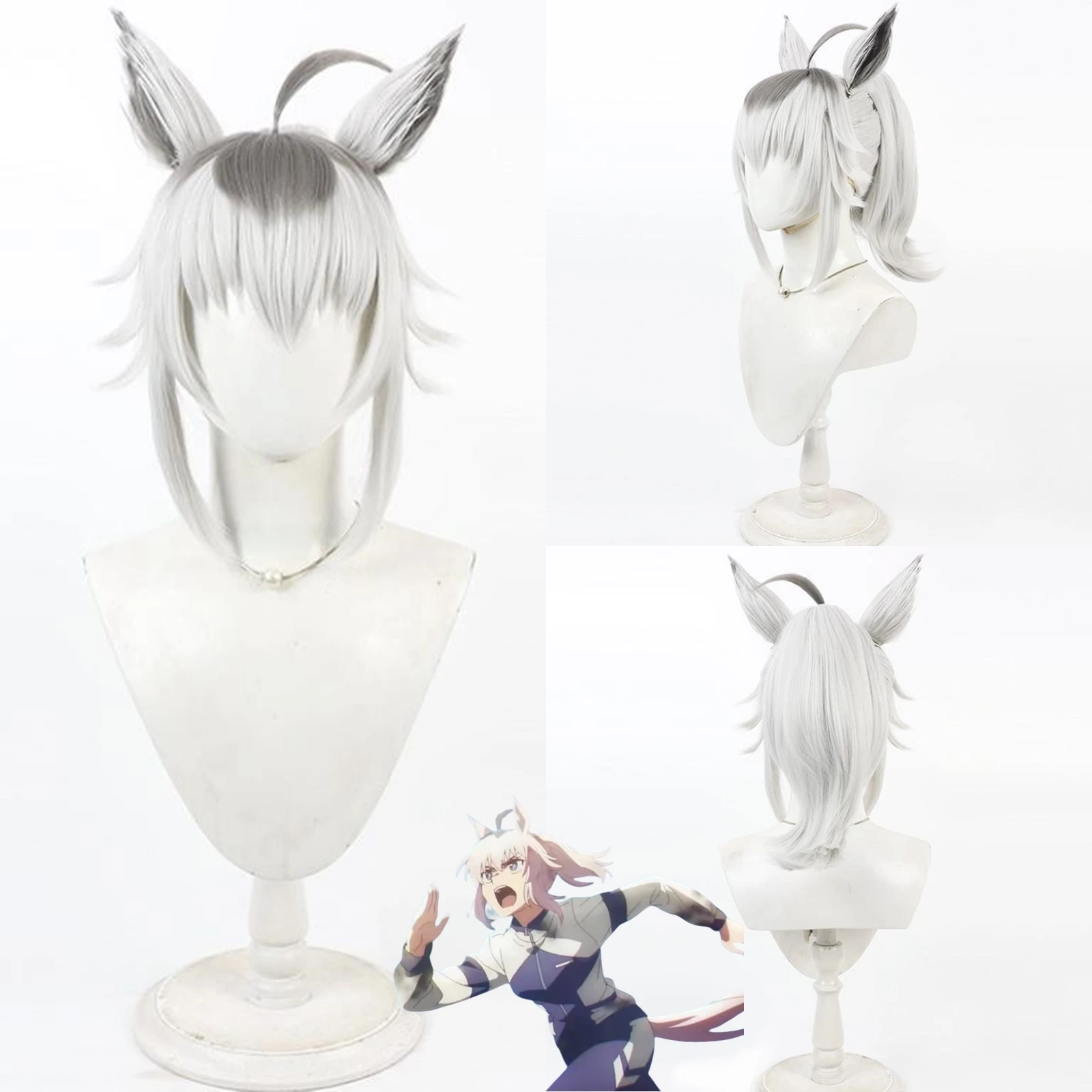 Cosplay Uma Musume Cinderella Gray Oguri Cap Wig Synthetic heat-resistant anime ear tail silver gray wig
Cosplay Uma Musume Cinderella Gray Oguri Cap Wig Synthetic heat-resistant anime ear tail silver gray wig