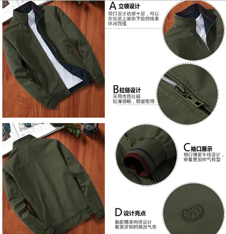 Windbreaker Casual Slim Fit Solid Double-sided Wear Coat Autumn Men's Cotton Zipper Jackets Men Baseball Pilot Bomber Jacket
Windbreaker Casual Slim Fit Solid Double-sided Wear Coat Autumn Men's Cotton Zipper Jackets Men Baseball Pilot Bomber Jacket