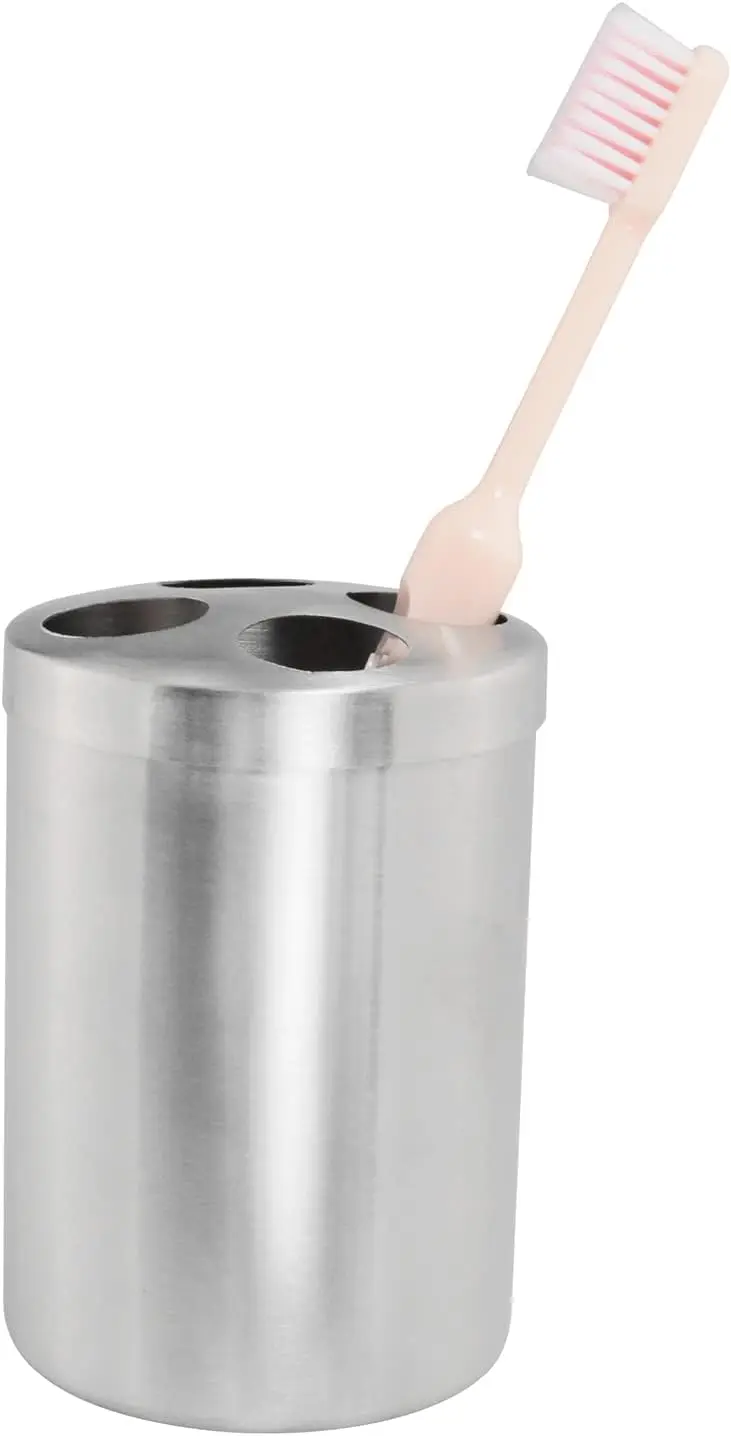 Stainless Steel Toothbrush Cup Holder for Bathroom Countertop, Rinsing Cup with 4 Slots for Toothbrush and Makeup Brush Storage
Stainless Steel Toothbrush Cup Holder for Bathroom Countertop, Rinsing Cup with 4 Slots for Toothbrush and Makeup Brush Storage