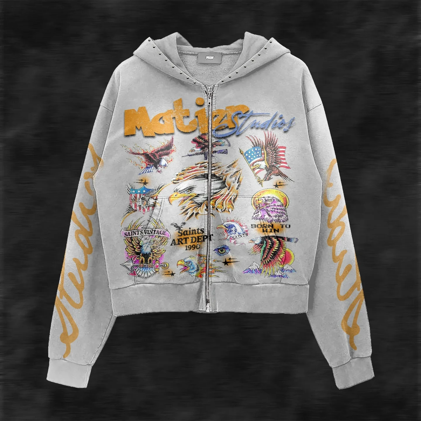 Y2K Style Hoodie with Pearl Details, Gothic Letter Print Zip-Up Hooded Sweatshirt
Y2K Style Hoodie with Pearl Details, Gothic Letter Print Zip-Up Hooded Sweatshirt