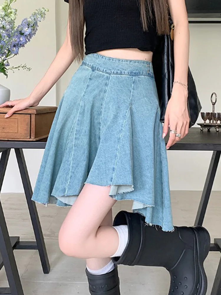 2024 Spring Summer New Women High Waist Loose Skirt Female Irregular A-line Denim Skirt Ladies Solid Color Short Skirts
2024 Spring Summer New Women High Waist Loose Skirt Female Irregular A-line Denim Skirt Ladies Solid Color Short Skirts