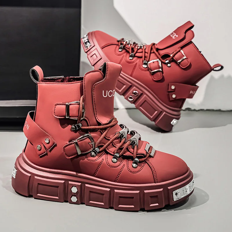Mens Board Shoes 2025 New High Top Fashion Leather Design Trendy Thick Sole Street Sneakers Casual Walking Shoes for Men
Mens Board Shoes 2025 New High Top Fashion Leather Design Trendy Thick Sole Street Sneakers Casual Walking Shoes for Men