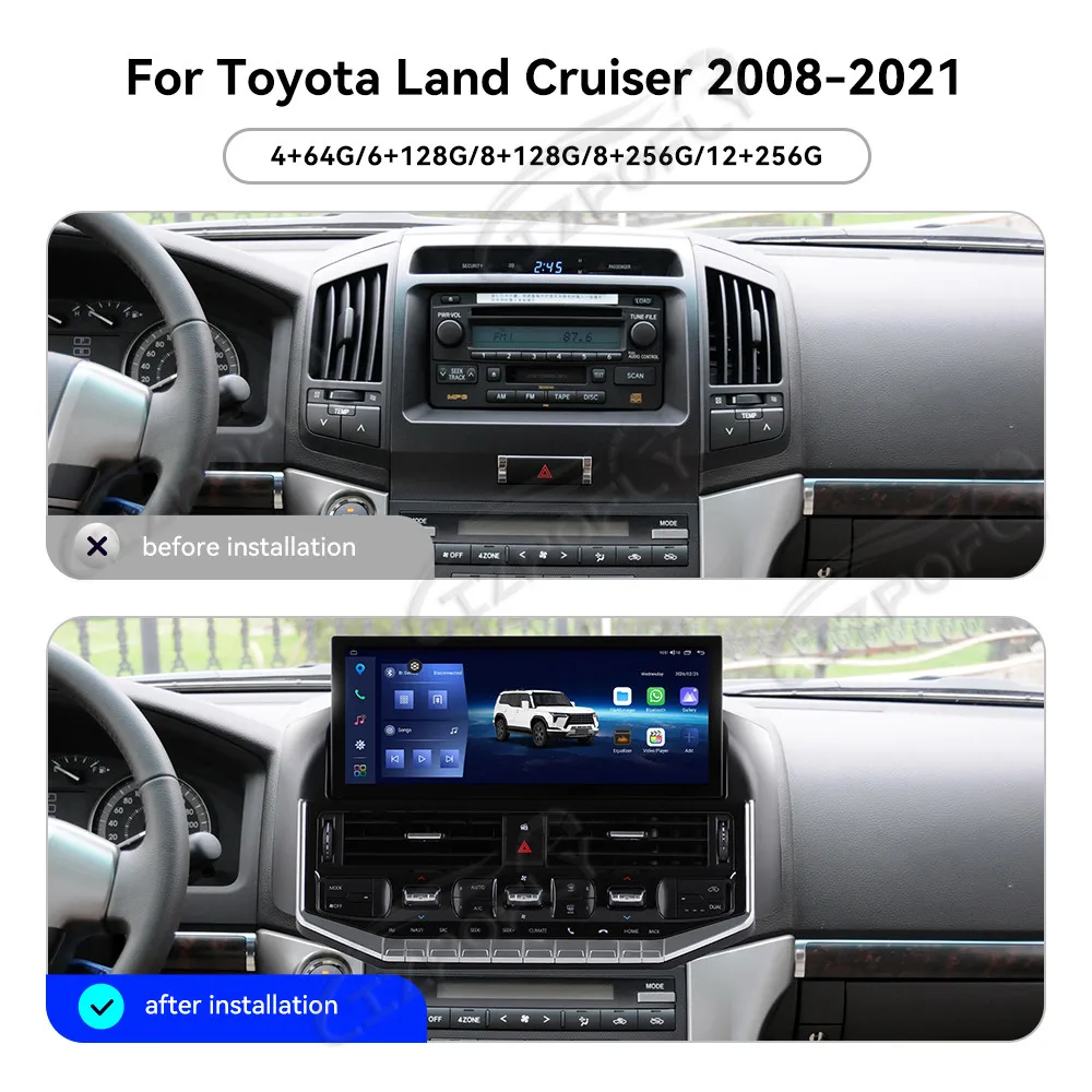 Lizpofly Upgrade 12.3" Radio For Toyota Land Cruiser 08–21 with Wireless Carplay&Android Auto, Touchscreen & GPS Navigation
Lizpofly Upgrade 12.3" Radio For Toyota Land Cruiser 08–21 with Wireless Carplay&Android Auto, Touchscreen & GPS Navigation