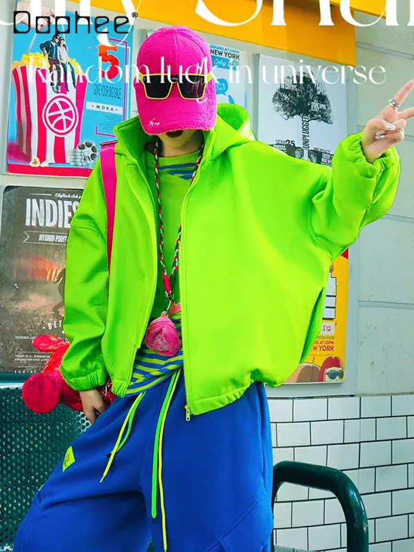 Fluorescent Green Color PU Velvet Casual Coat Autumn and Winter New Hooded Loose Imitation Leather Jacket Women
Fluorescent Green Color PU Velvet Casual Coat Autumn and Winter New Hooded Loose Imitation Leather Jacket Women
