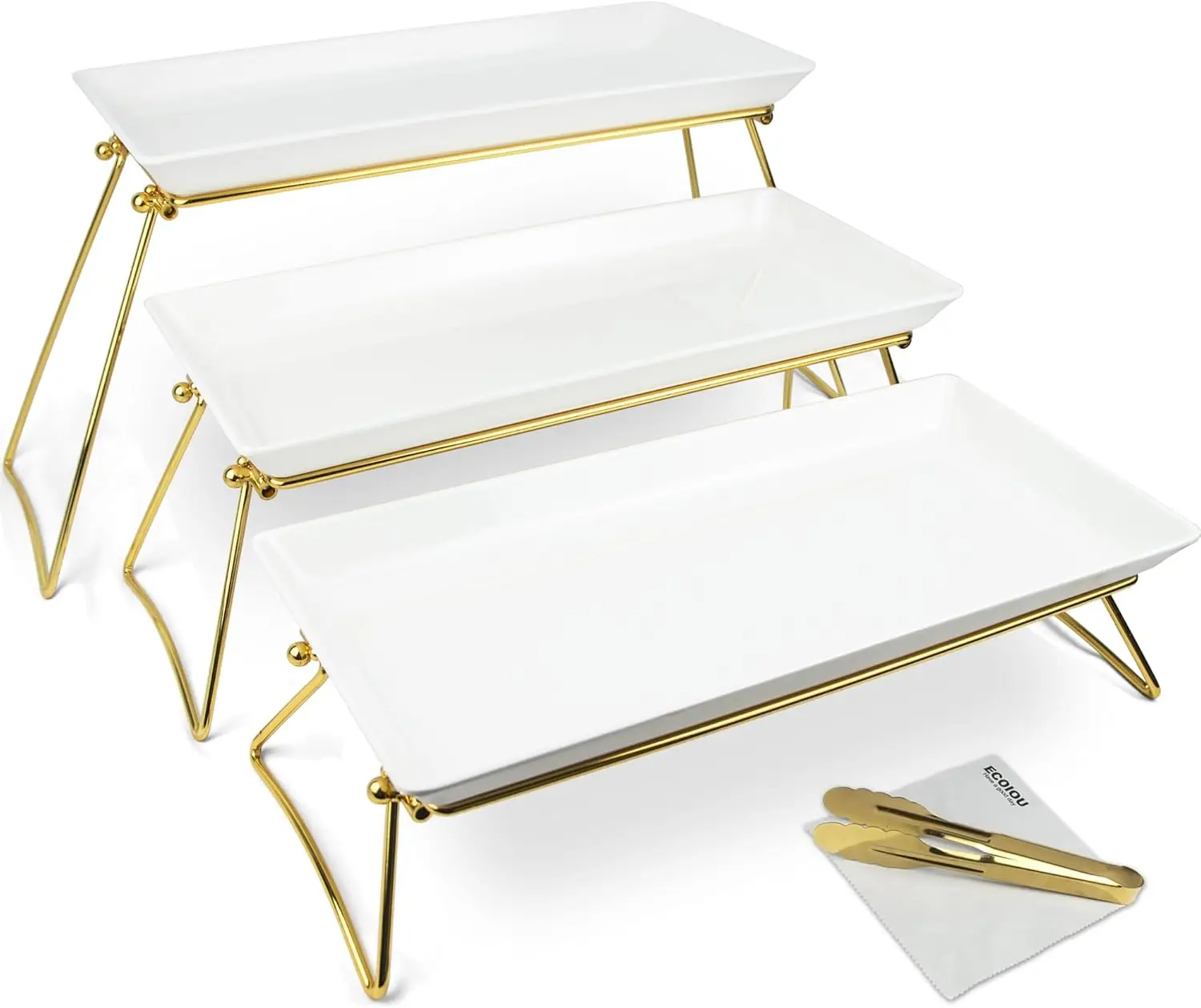 Extra Large 3 Tier Serving Tray, 24x22x9.8 Inch Melamine Tiered Stand & Platters for Party Buffet, White Gold
Extra Large 3 Tier Serving Tray, 24x22x9.8 Inch Melamine Tiered Stand & Platters for Party Buffet, White Gold