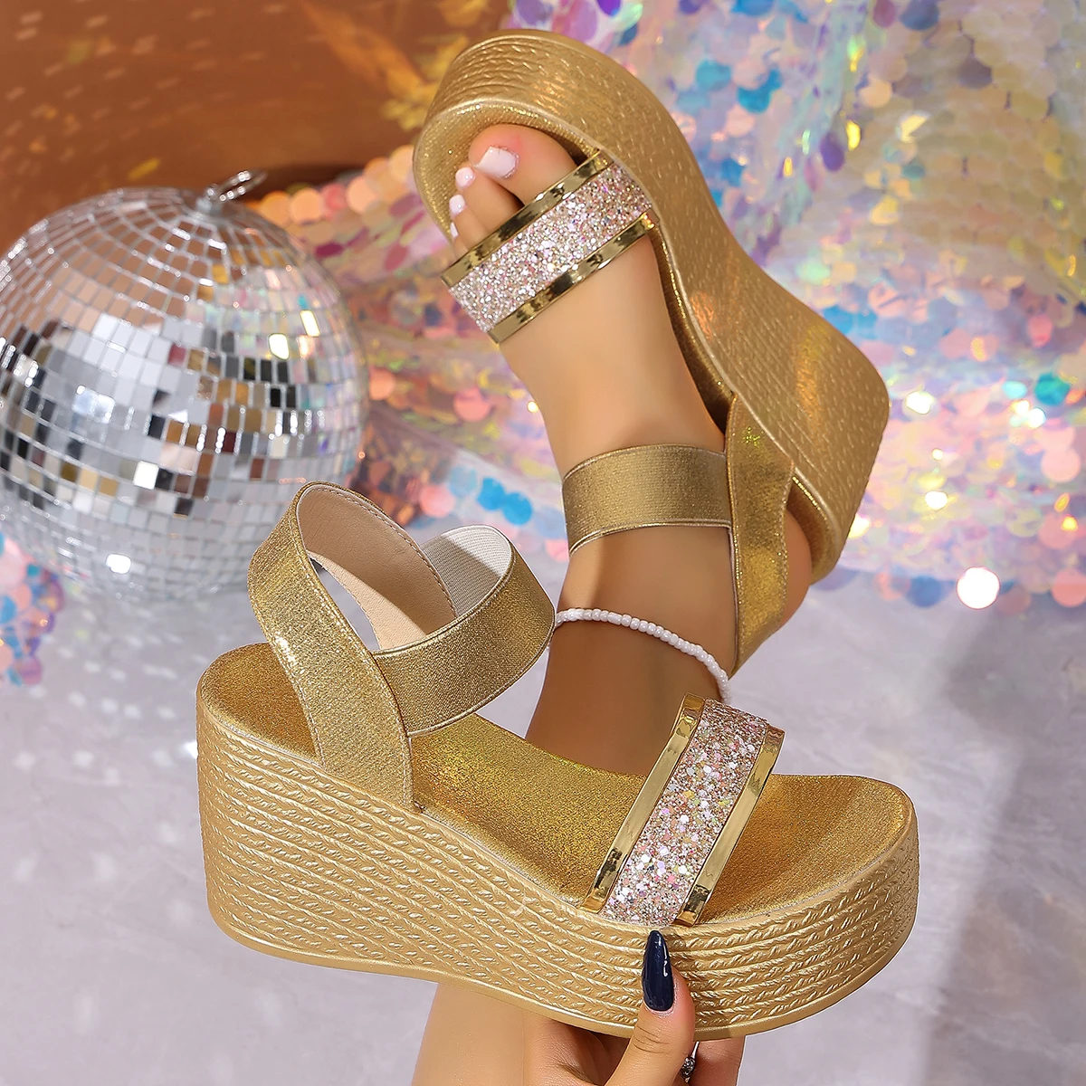Women Wedges Sandals Sexy Open Toe Women Shoes Luxury Platform Beach Slippers Shiny High Heels Women Shoes Designer Sandals
Women Wedges Sandals Sexy Open Toe Women Shoes Luxury Platform Beach Slippers Shiny High Heels Women Shoes Designer Sandals