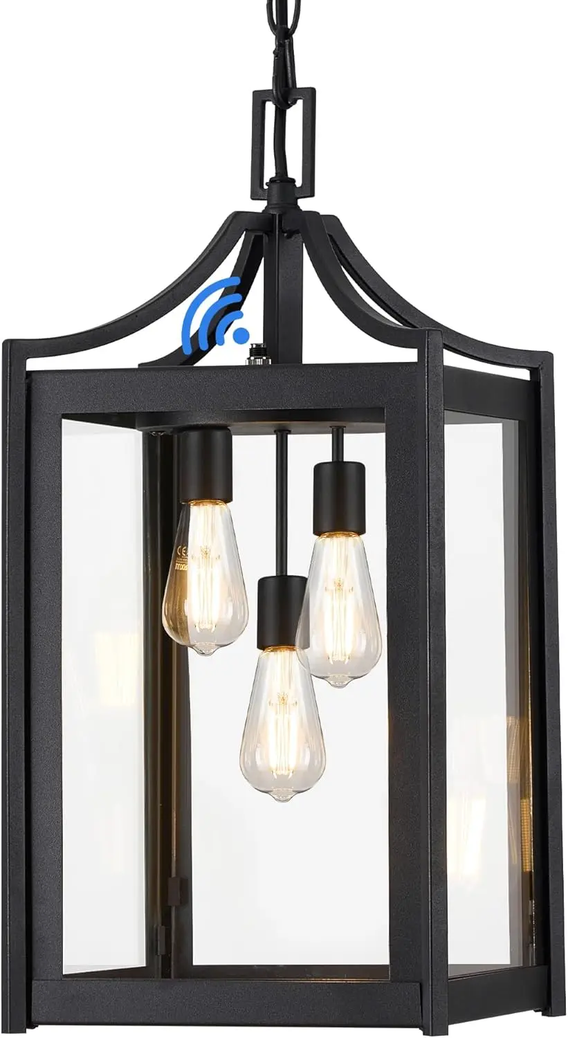 18.5" Large Dusk to Dawn Outdoor Pendant Light for Porch, Black Modern Hanging Chandelier with Clear Glass, Adjustable Chain
18.5" Large Dusk to Dawn Outdoor Pendant Light for Porch, Black Modern Hanging Chandelier with Clear Glass, Adjustable Chain
