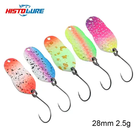 Fishing Spoon Lures 2.5g 27mm Colorful Trout Spoon Bait Brass Copper Metal Stream Fishing Lure For Trout Perch Chub