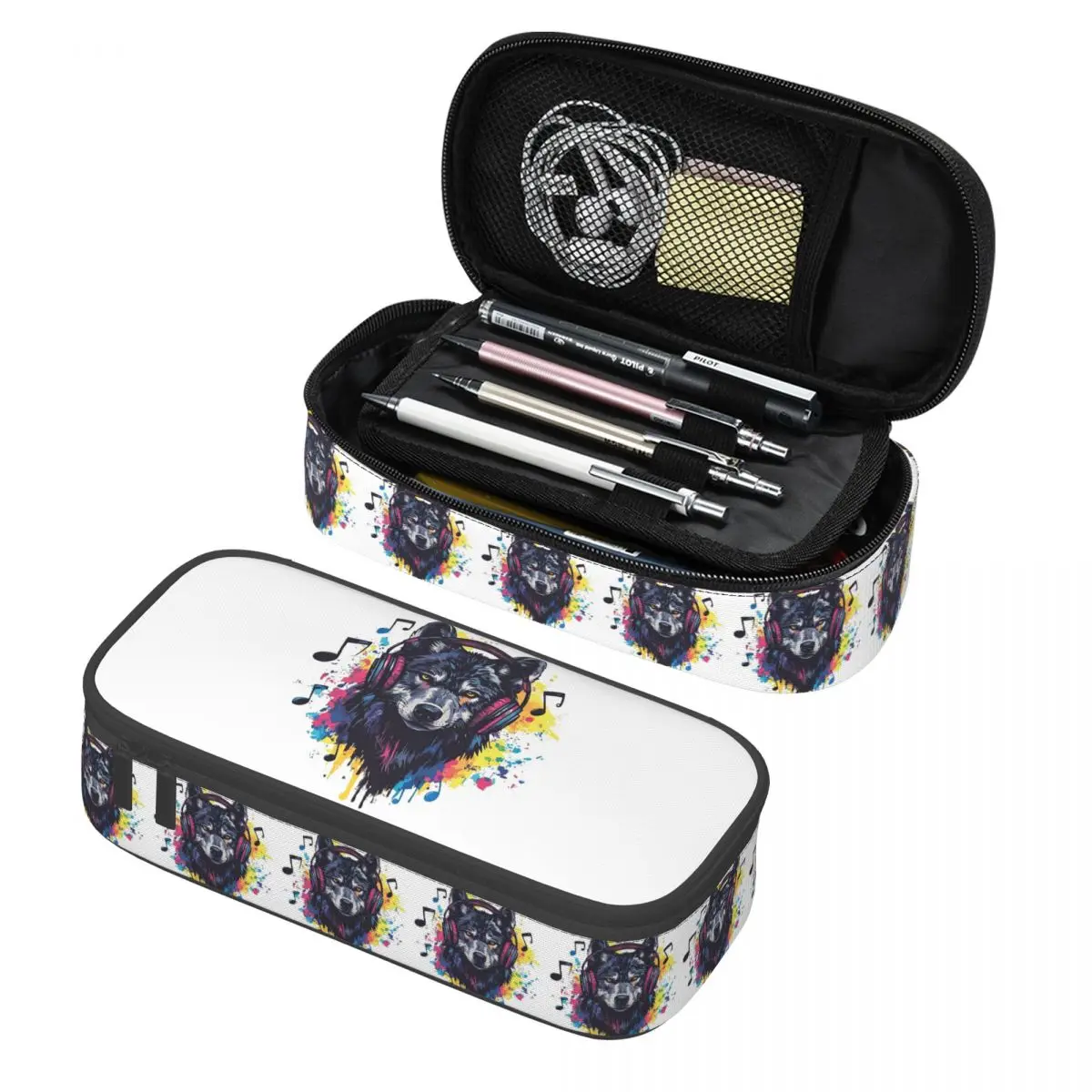 Headphone Wolf Graffiti Style Pencil Case Pen Holder Storage Stationery Supplies Big Capacity Pen Box Pencil Bag for Students
Headphone Wolf Graffiti Style Pencil Case Pen Holder Storage Stationery Supplies Big Capacity Pen Box Pencil Bag for Students