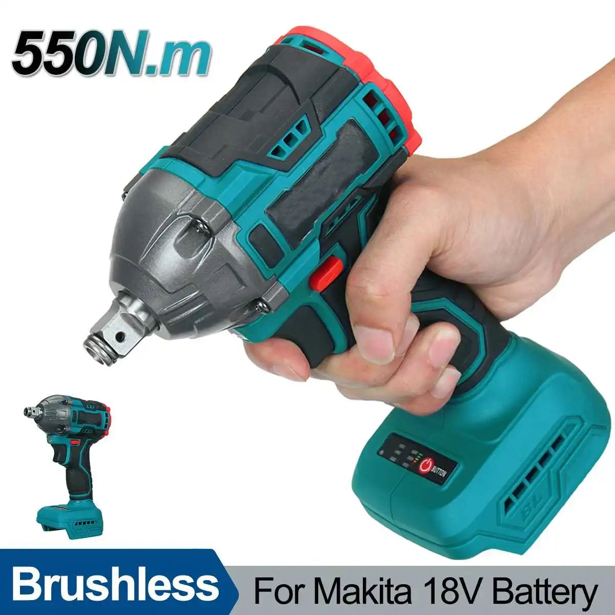 550N.m 1/2" Cordless Electric Impact Wrench Brushless Electric Wrench Hand Drill Socket Power Tool For Makita 18V Battery
550N.m 1/2" Cordless Electric Impact Wrench Brushless Electric Wrench Hand Drill Socket Power Tool For Makita 18V Battery