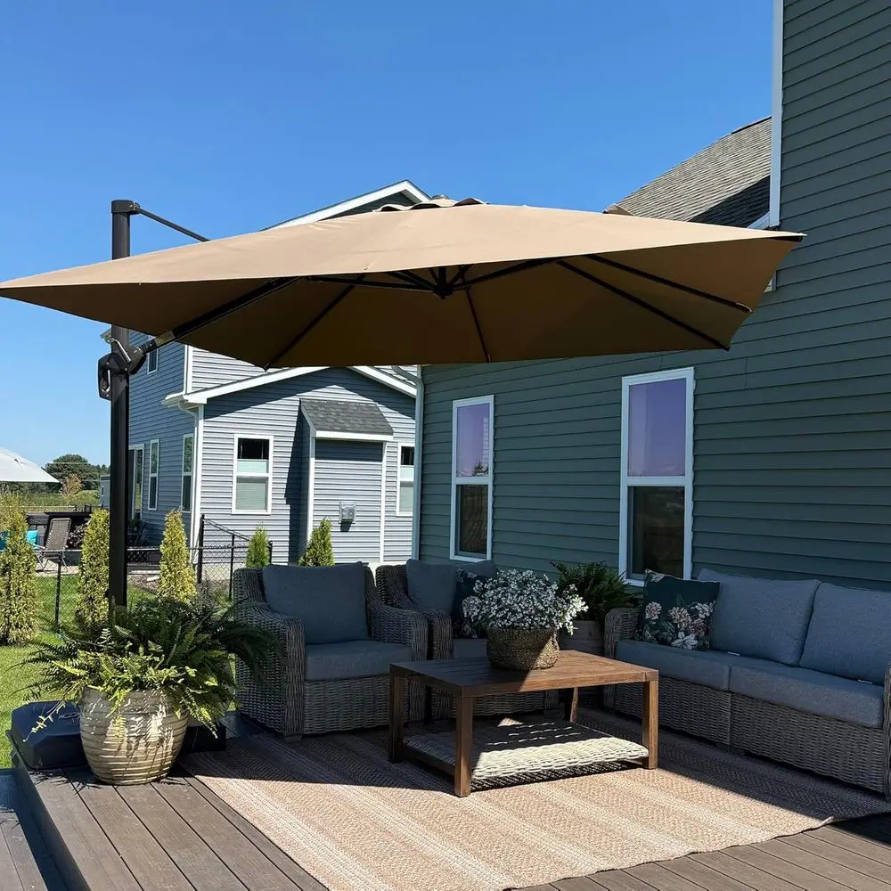 10' Square Cantilever Patio Umbrella with 360° Rotation, Taupe, Suitable for Outdoor, Garden, and Pool Areas
10' Square Cantilever Patio Umbrella with 360° Rotation, Taupe, Suitable for Outdoor, Garden, and Pool Areas