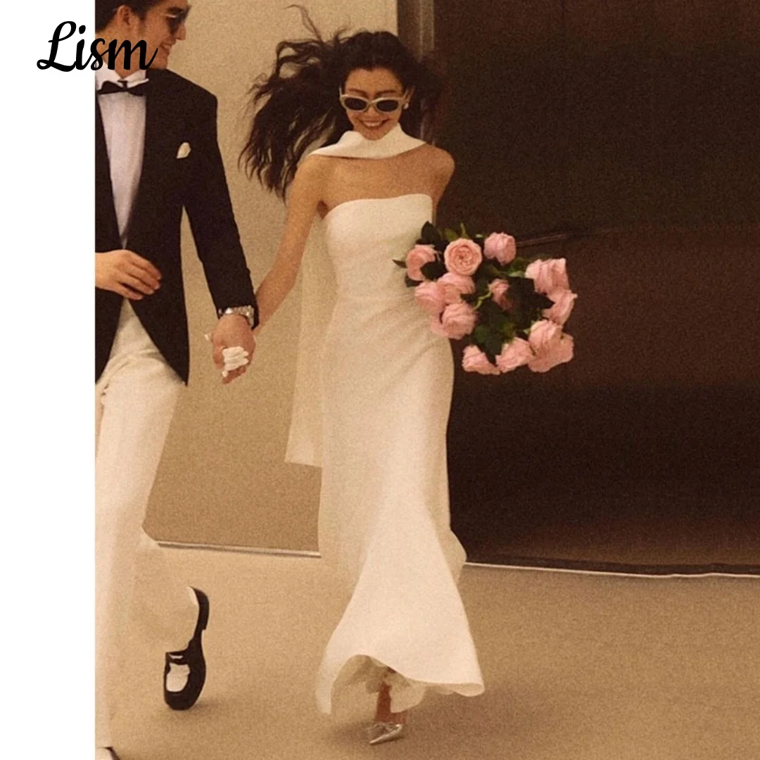 Lism Elegant Wedding Party Dress Strapless with Scarf Ivory Satin Mermaid Korea Photo shoot Bridal Gown Customized Evening Gowns
Lism Elegant Wedding Party Dress Strapless with Scarf Ivory Satin Mermaid Korea Photo shoot Bridal Gown Customized Evening Gowns
