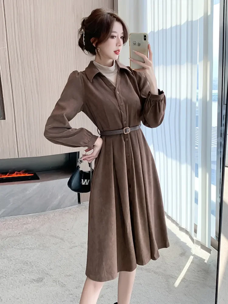Autumn and Winter Fashion Corduroy Dress Red Bottoming Shirt Korean Chic Single-breasted Slim Design Retro Temperament Dresses
Autumn and Winter Fashion Corduroy Dress Red Bottoming Shirt Korean Chic Single-breasted Slim Design Retro Temperament Dresses