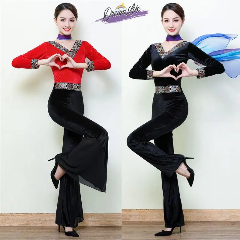 New Square Dance Ensemble Thiened Floing Velvet Dancewear Fitn Gymnastics Outfit Women's Ethnic Stage Costume
New Square Dance Ensemble Thiened Floing Velvet Dancewear Fitn Gymnastics Outfit Women's Ethnic Stage Costume