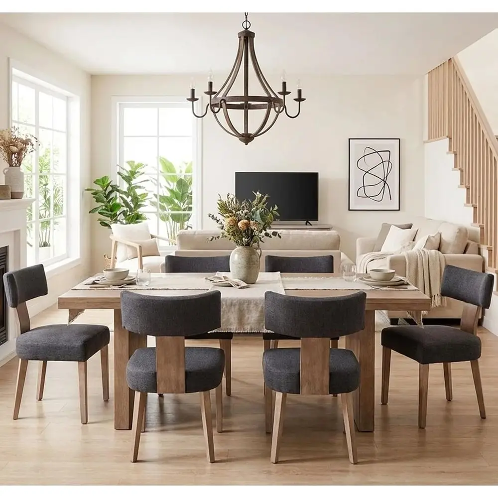 6-Piece Upholstered Dining Chairs Set, Wooden Chairs with Curved Back, Charcoal Linen Accent Chairs for Kitchen or Living Room
6-Piece Upholstered Dining Chairs Set, Wooden Chairs with Curved Back, Charcoal Linen Accent Chairs for Kitchen or Living Room