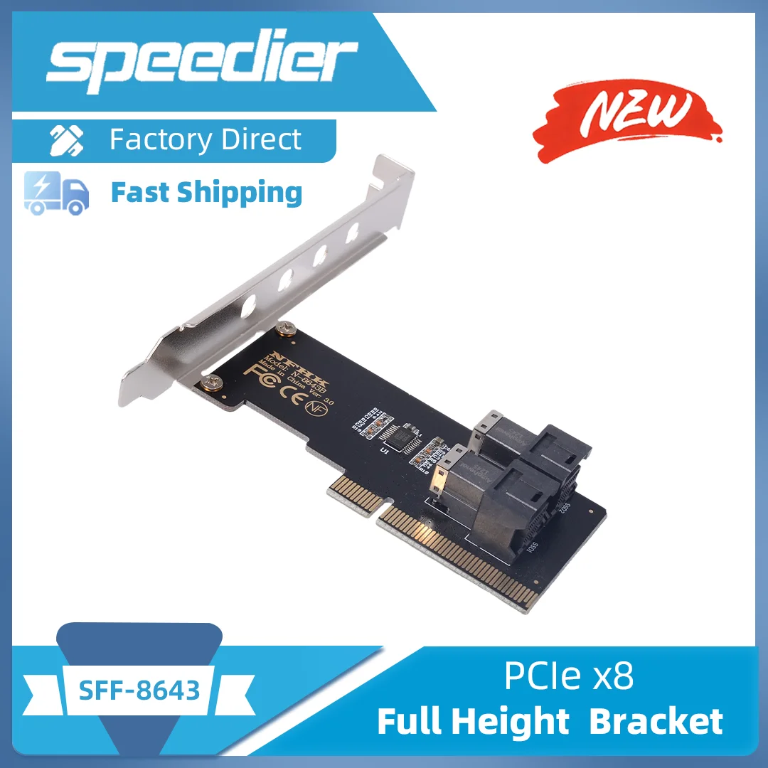 PCI-E X8 To 2 Port SFF-8643 Array Expansion Adapter Card Motherboard PCIe 3.0 X8 Split Card