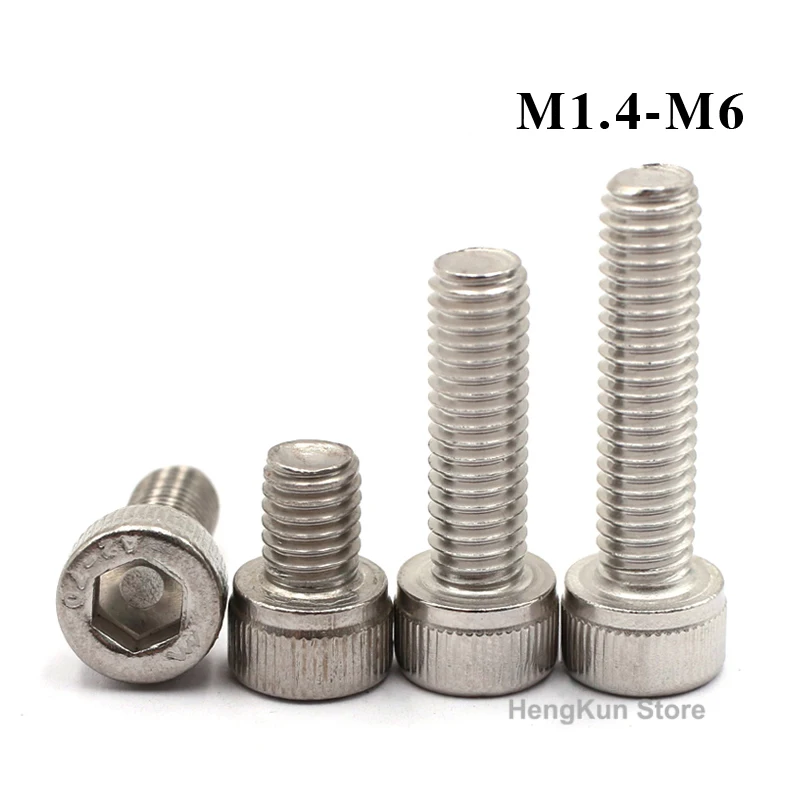 304 A2 Stainless Steel Hexagon Hex Socket Head Cap Allen Bolt Screw M1.4 M1.6 M2 M2.5 M3 M4 M5 M6 Length 3-60mm
304 A2 Stainless Steel Hexagon Hex Socket Head Cap Allen Bolt Screw M1.4 M1.6 M2 M2.5 M3 M4 M5 M6 Length 3-60mm
