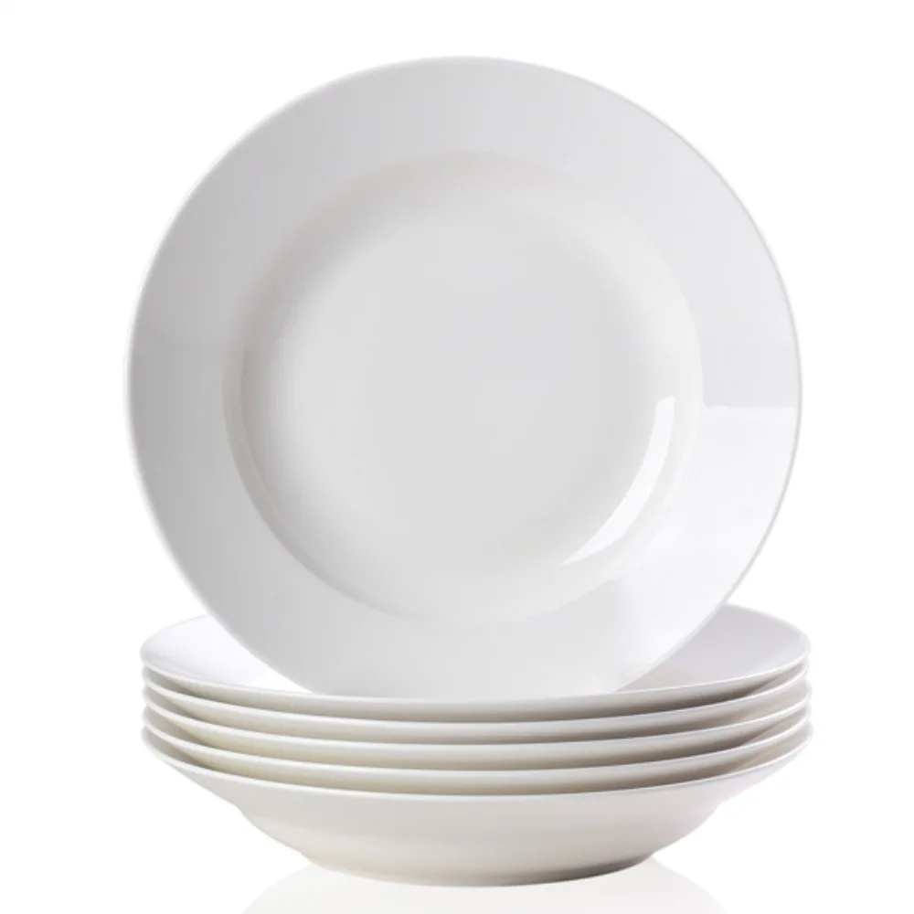 White Dinner Plates Set of 6, 9.5 Inch Salad Serving Modern Round Dishes - Dishwasher, Microwave, Oven Safe, Scratch Resistant
White Dinner Plates Set of 6, 9.5 Inch Salad Serving Modern Round Dishes - Dishwasher, Microwave, Oven Safe, Scratch Resistant