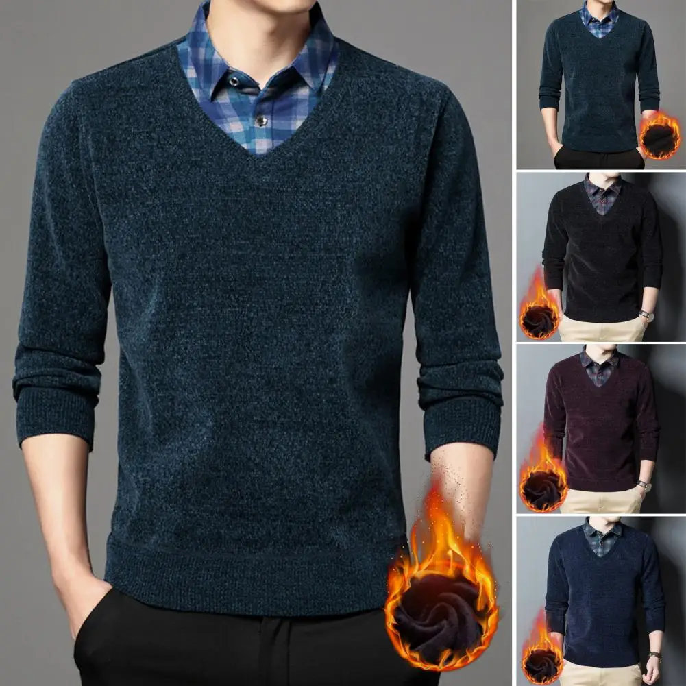 Men Sweater with Shirt Collar Men's Winter Knitwear Fake Two Pieces Pullover Sweater with Thick Fleece Lining High Neck for Slim
Men Sweater with Shirt Collar Men's Winter Knitwear Fake Two Pieces Pullover Sweater with Thick Fleece Lining High Neck for Slim