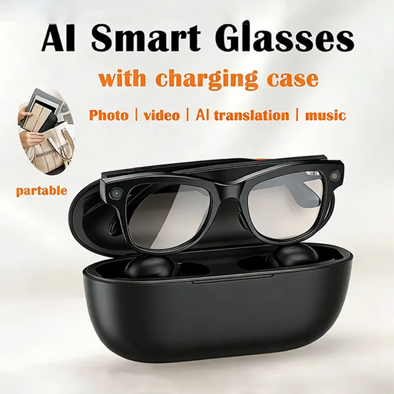 M02 AI Smart Glasses Bluetooth Call Music Player 8MP Camera 100+ Languages Translation Sunglasses with Charging Box
M02 AI Smart Glasses Bluetooth Call Music Player 8MP Camera 100+ Languages Translation Sunglasses with Charging Box