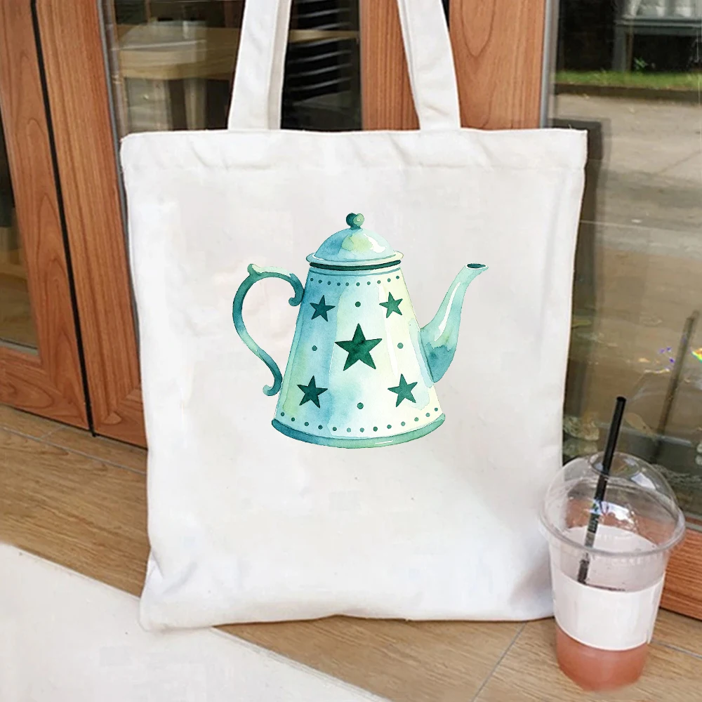 Green Star Teapot Canvas Tote Bag Watercolor Print Shoulder Bag
Green Star Teapot Canvas Tote Bag Watercolor Print Shoulder Bag