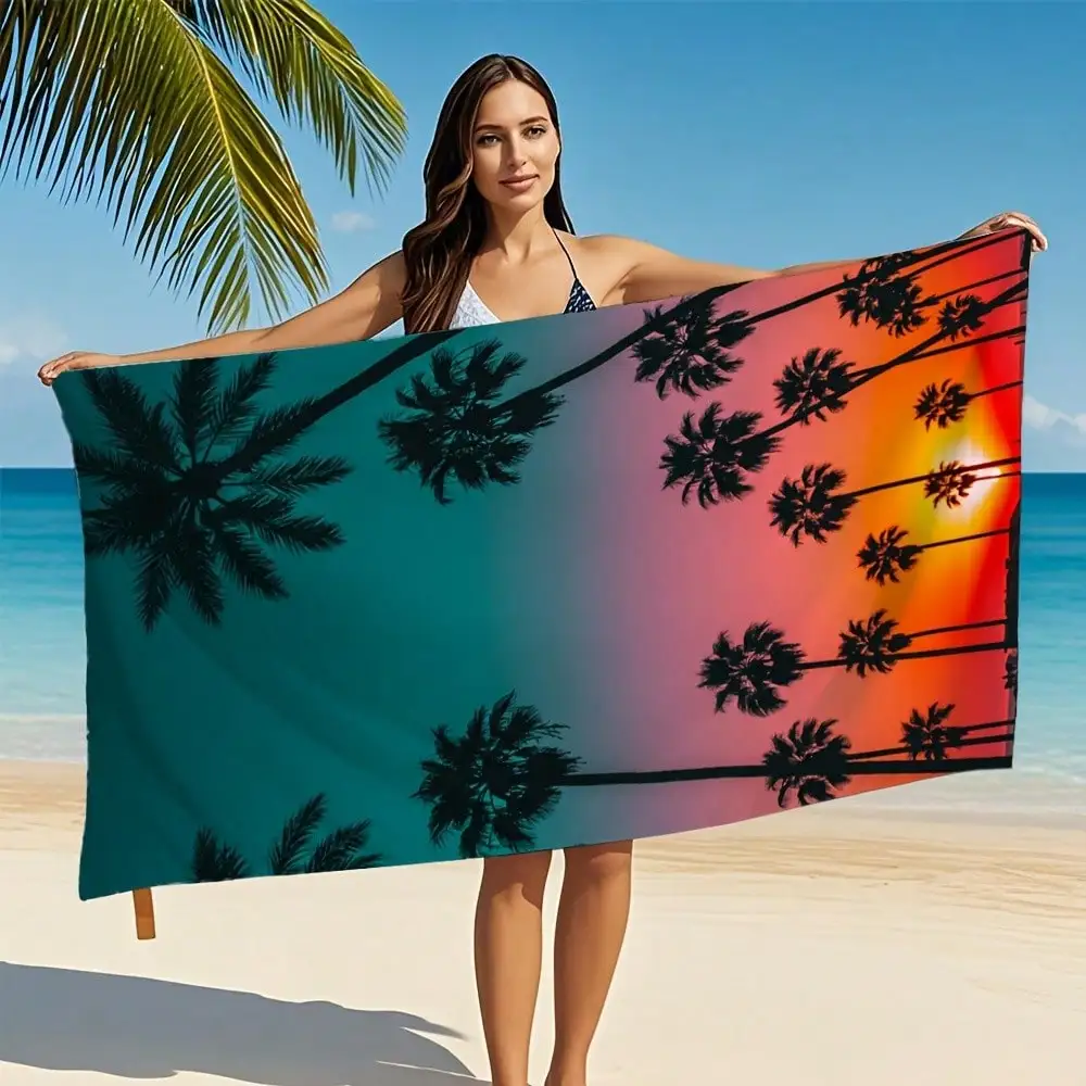1pc Sunset Beach Microfiber Towel - Compact & Lightweight, Vibrant Tropical Sunset Palm Tree Design, 100% Polyester For Beach, Pool, Travel, Outdoor Activities, Machine Washable, Beach Towel
1pc Sunset Beach Microfiber Towel - Compact & Lightweight, Vibrant Tropical Sunset Palm Tree Design, 100% Polyester For Beach, Pool, Travel, Outdoor Activities, Machine Washable, Beach Towel