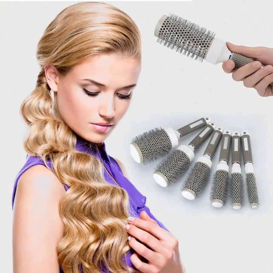 1pc Grey & White Barrel Styling Hair Brush Set, Ceramic Aluminum Tube Comb, Round Curl Brush For Hairstyle Design, Curling Brush
1pc Grey & White Barrel Styling Hair Brush Set, Ceramic Aluminum Tube Comb, Round Curl Brush For Hairstyle Design, Curling Brush