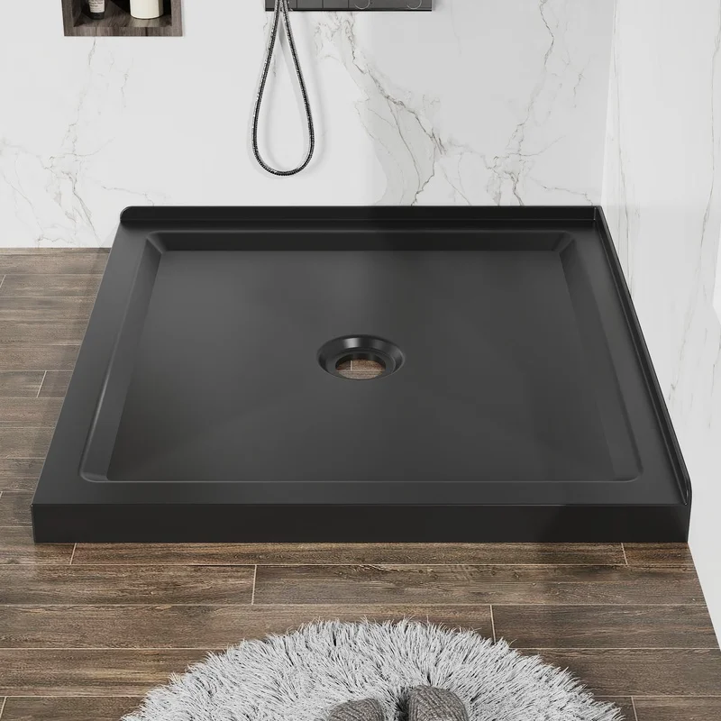 36"x36" Black Acrylic Shower Base with Center Drain Anti-slip Floor Design
36"x36" Black Acrylic Shower Base with Center Drain Anti-slip Floor Design
