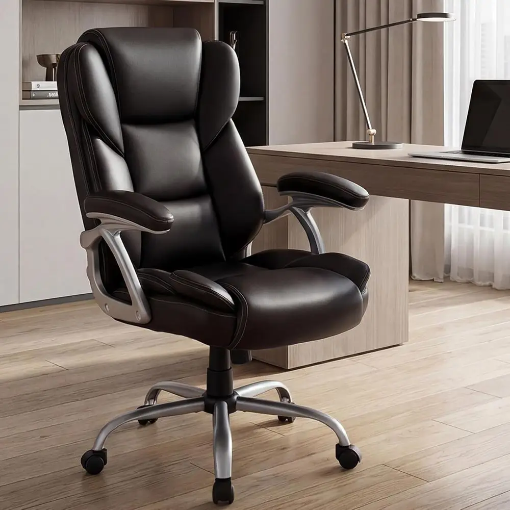 High-Back Leather Ergonomic Swivel Chair with Adjustable Height and Padded Seat & Armrests for Home Office, Brown
High-Back Leather Ergonomic Swivel Chair with Adjustable Height and Padded Seat & Armrests for Home Office, Brown