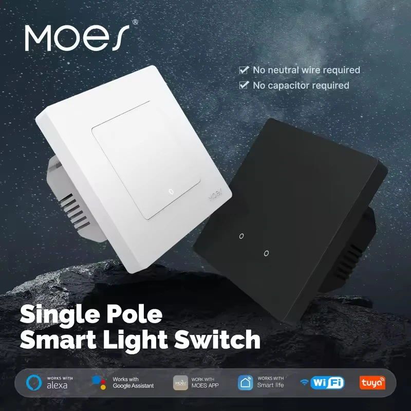 MOES Tuya WiFi Star Ring Smart Light Кнопочный переключатель Нейтральный конденсатор не требуется Совместим с Alexa Google Home
MOES Tuya WiFi Star Ring Smart Light Кнопочный переключатель Нейтральный конденсатор не требуется Совместим с Alexa Google Home