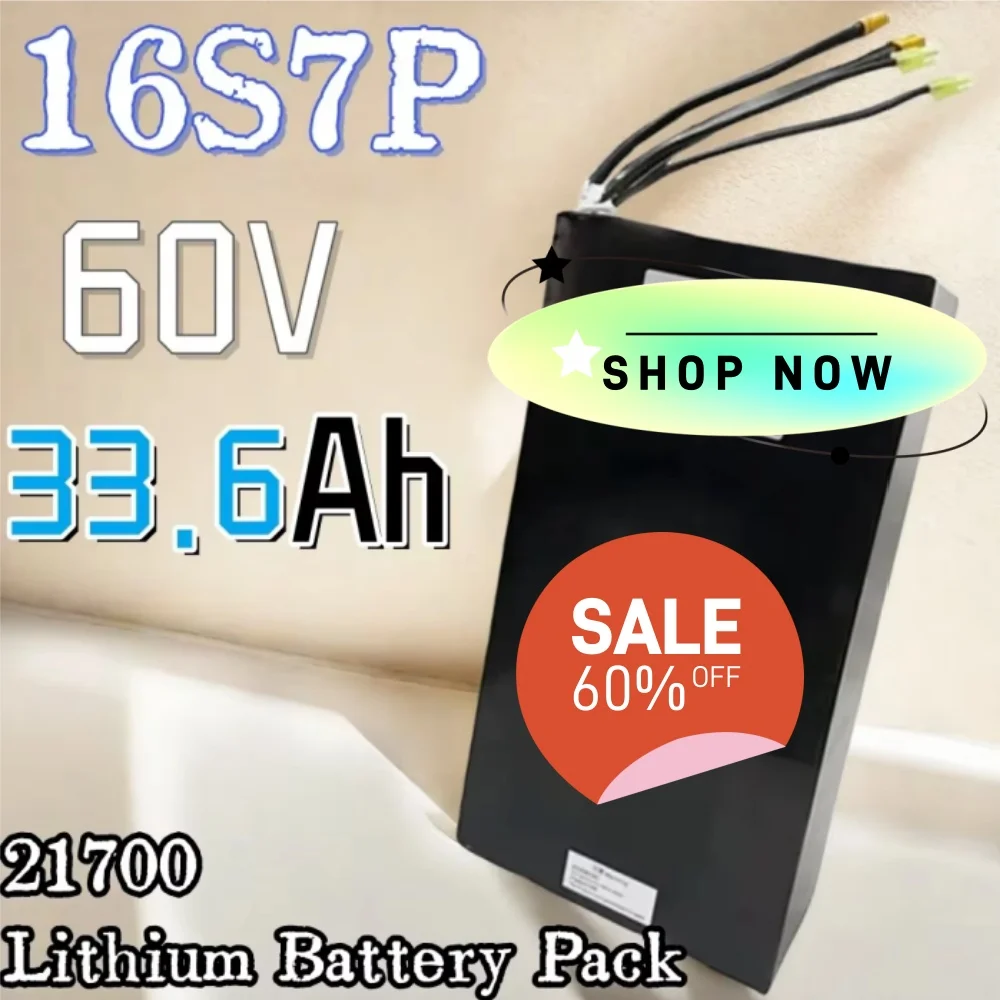 16S7P 60V 33.6Ah 21700 strong rechargeable lithium battery pack, suitable for Dual Drive Scooters, with built-in BMS battery
16S7P 60V 33.6Ah 21700 strong rechargeable lithium battery pack, suitable for Dual Drive Scooters, with built-in BMS battery