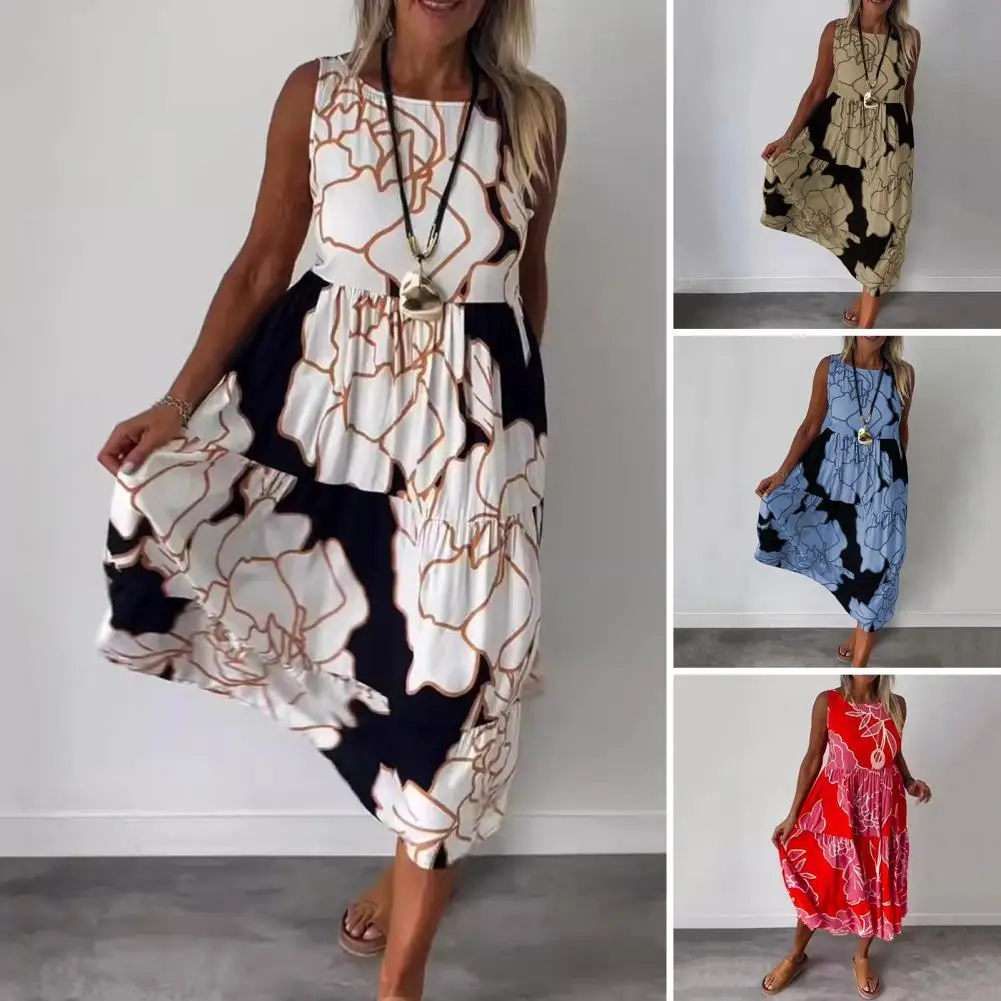 Bohemian Style Women Dress Floral Printed O Neck Sleeve A-line Midi Dress for Summer Vacation Beach Women's Pleated Patchwork
Bohemian Style Women Dress Floral Printed O Neck Sleeve A-line Midi Dress for Summer Vacation Beach Women's Pleated Patchwork