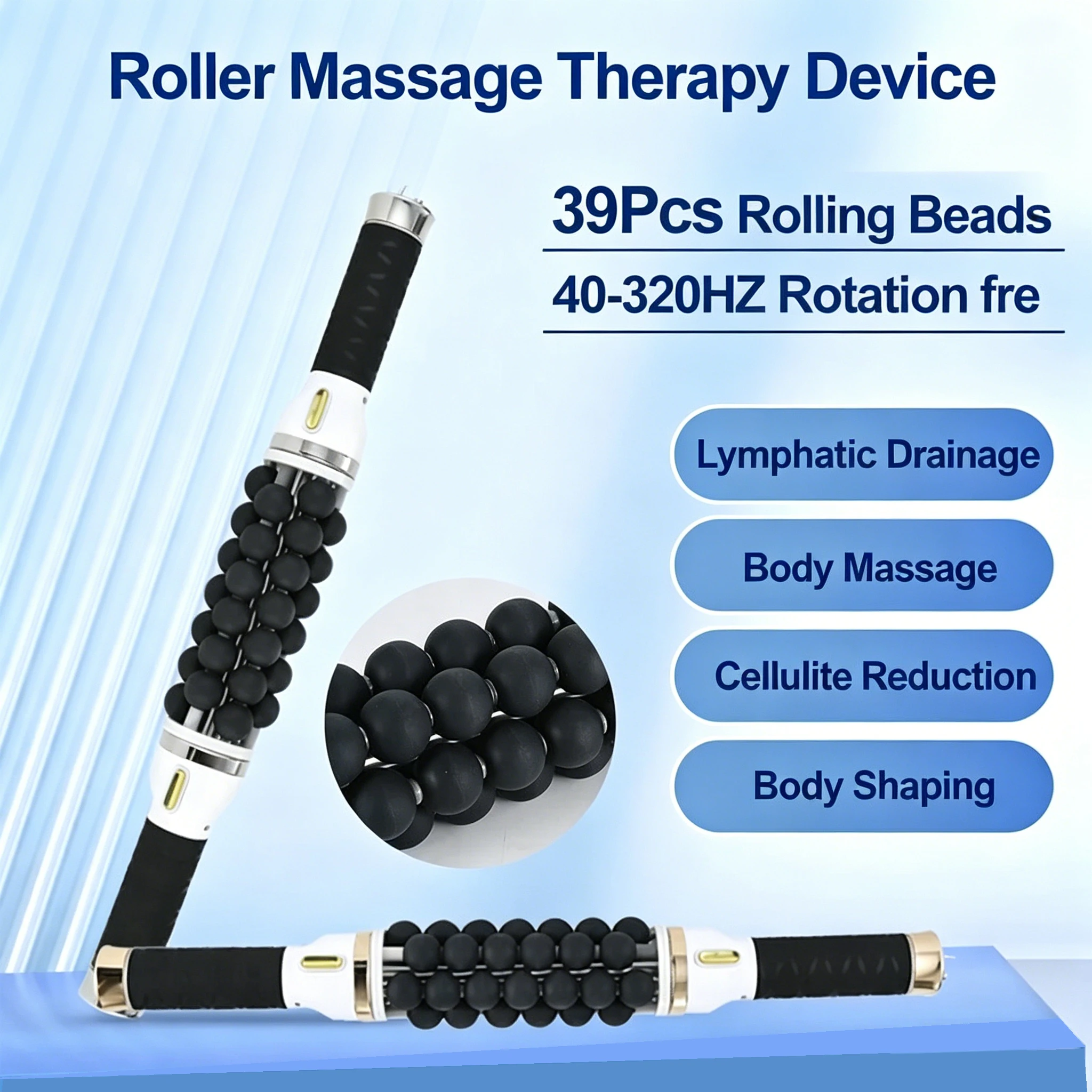 New 40W High Frequency Rolling Bead Massager Anti-Cellulite Lymph Drainage Body Shaping Muscle Relax Slim Contour Machine
New 40W High Frequency Rolling Bead Massager Anti-Cellulite Lymph Drainage Body Shaping Muscle Relax Slim Contour Machine