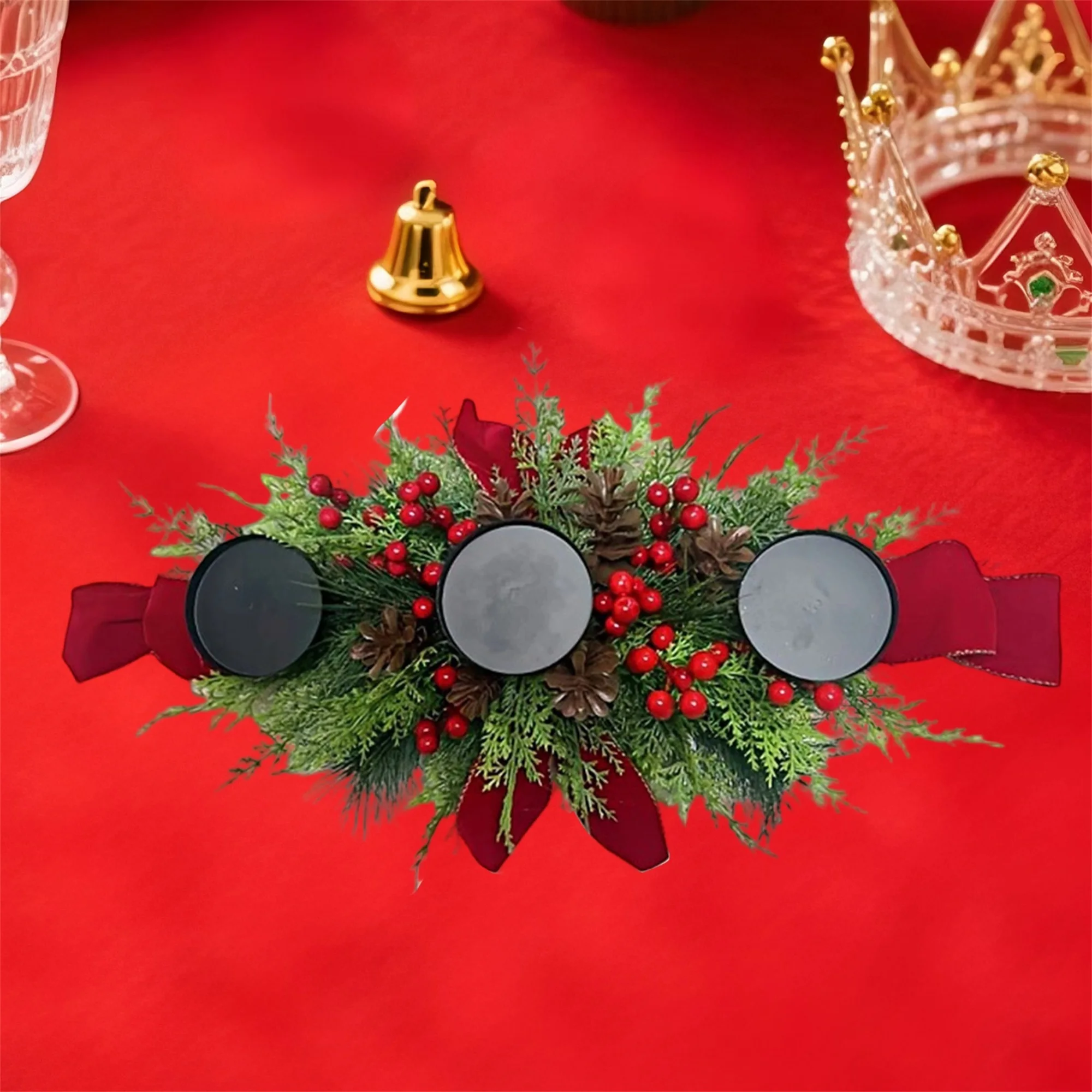 Праздничная центральная часть рождественского стола с 3 подсвечниками, украшения из искусственной сосновой красной ягоды и сосновой шишки - идеально подсвечник
Праздничная центральная часть рождественского стола с 3 подсвечниками, украшения из искусственной сосновой красной ягоды и сосновой шишки - идеально подсвечник