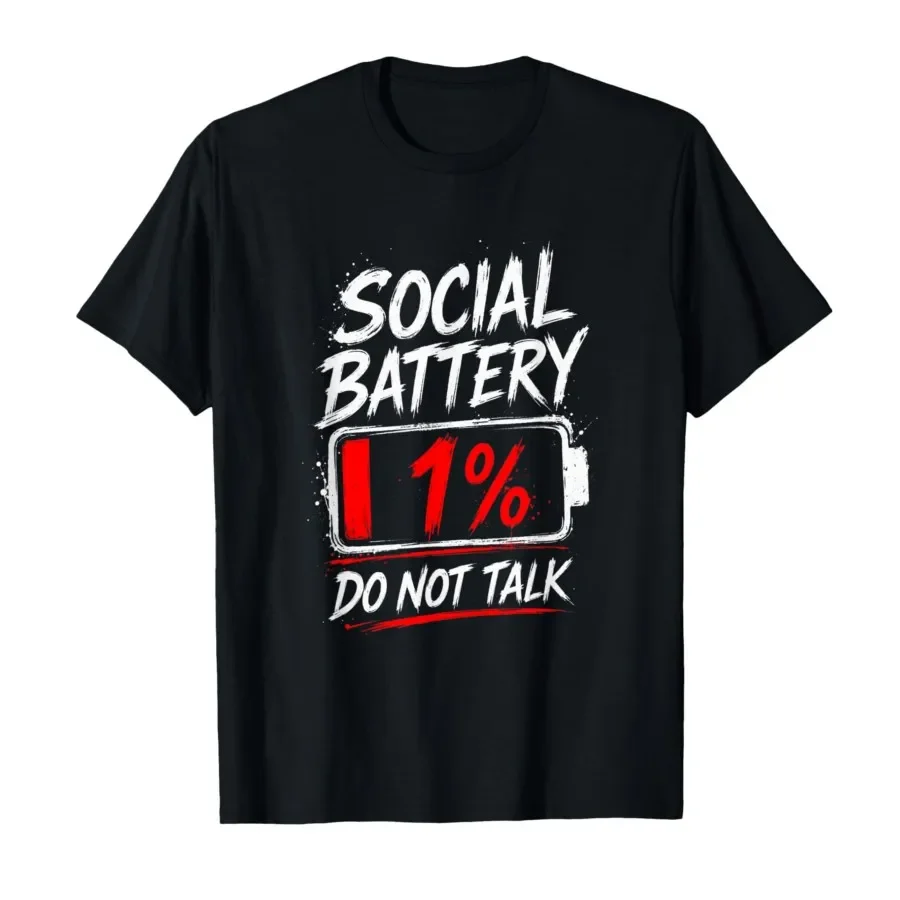 Low Social Battery 1 Percent Funny Introvert Mood Quote T-shirt For Men Women 100% Cotton T Shirts Short Sleeve Tops 0406-2
Low Social Battery 1 Percent Funny Introvert Mood Quote T-shirt For Men Women 100% Cotton T Shirts Short Sleeve Tops 0406-2