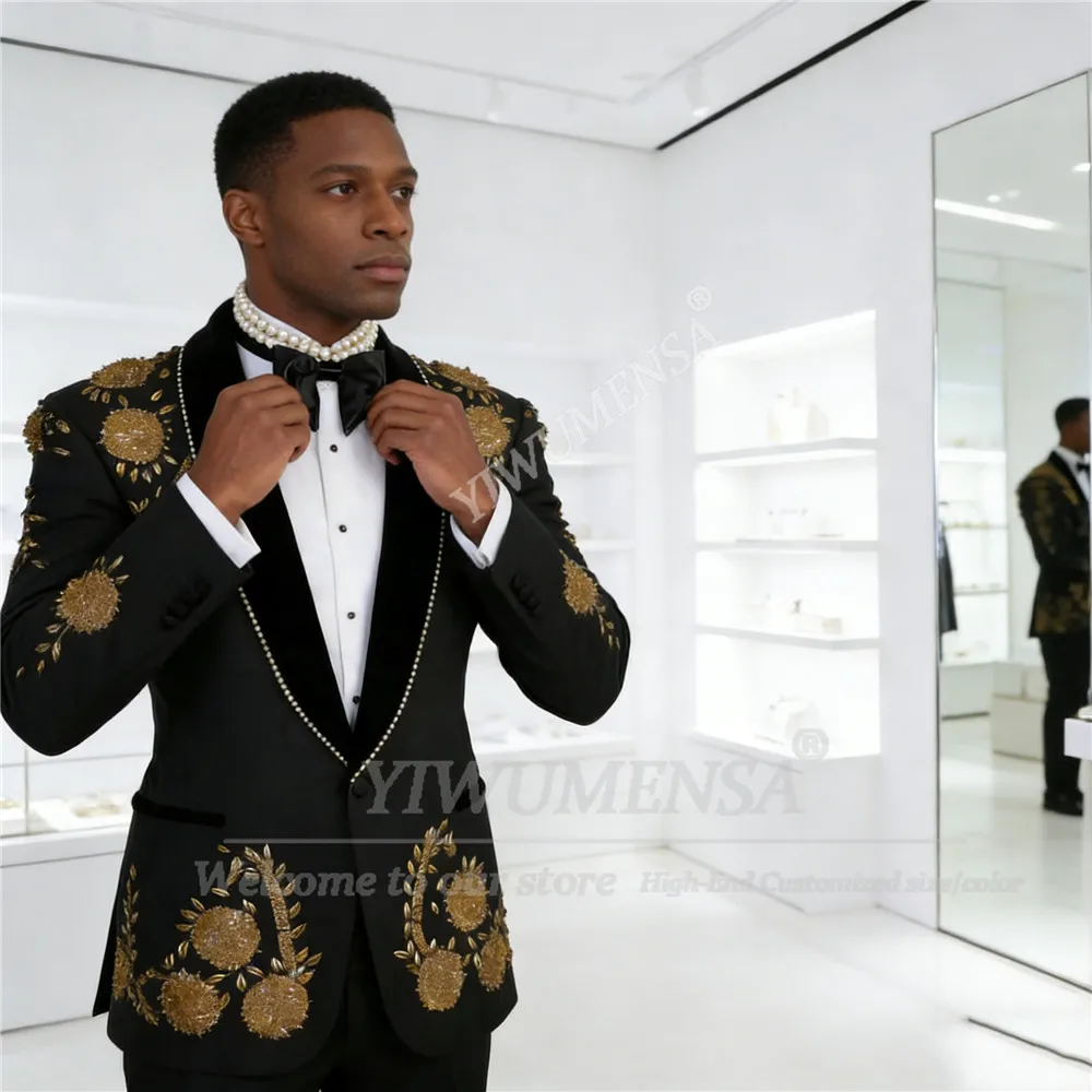 Роскошный мужской костюм с бисером и кристаллами для свадьбы, выпускного вечера, с шалевым воротником, индивидуальный пошив, однобортный пиджак и брюки, комплект из 2 предметов
Роскошный мужской костюм с бисером и кристаллами для свадьбы, выпускного вечера, с шалевым воротником, индивидуальный пошив, однобортный пиджак и брюки, комплект из 2 предметов