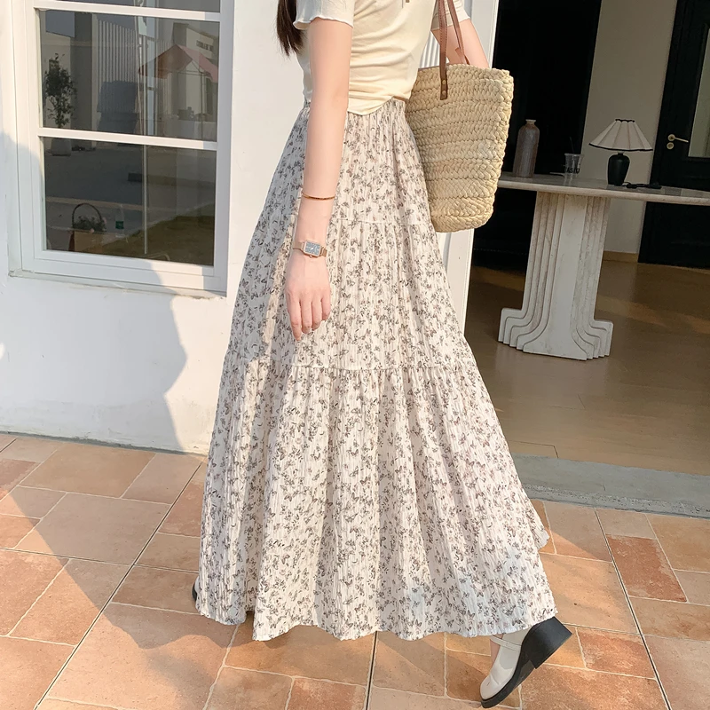 Country Style Floral Print Half Skirt Women's Pleated A-Line Ankle-Length Gown Elastic Waist Slimming Long Skirt
Country Style Floral Print Half Skirt Women's Pleated A-Line Ankle-Length Gown Elastic Waist Slimming Long Skirt
